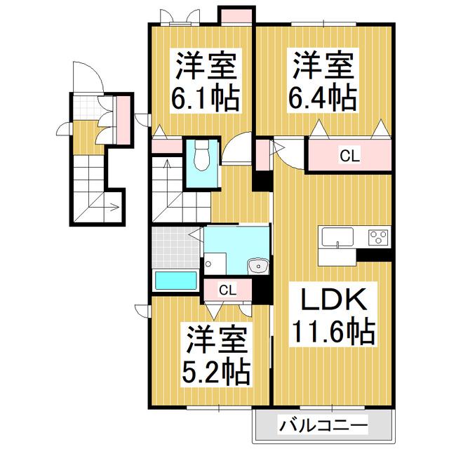 DUCCOI(3LDK/2階)の間取り写真