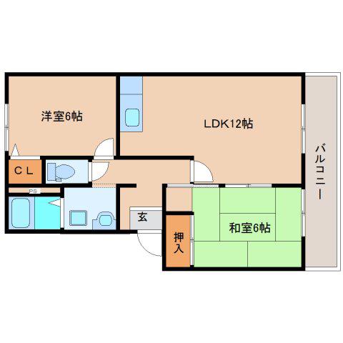 ファミール福田(2LDK/1階)の間取り写真
