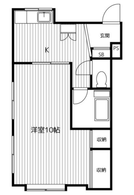 浅田ハイツ(1K/2階)の間取り写真