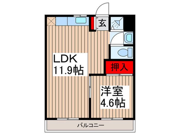六高ハイツ(1LDK/3階)の間取り写真