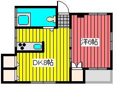 白峰ハイツ(1DK/2階)の間取り写真