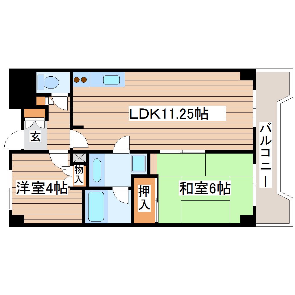 ダイアパレスグランテージ中央(2LDK/4階)の間取り写真