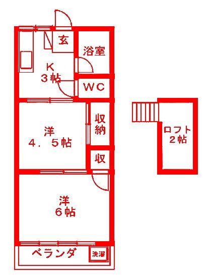 厚木市下依知マンション(2K/2階)の間取り写真