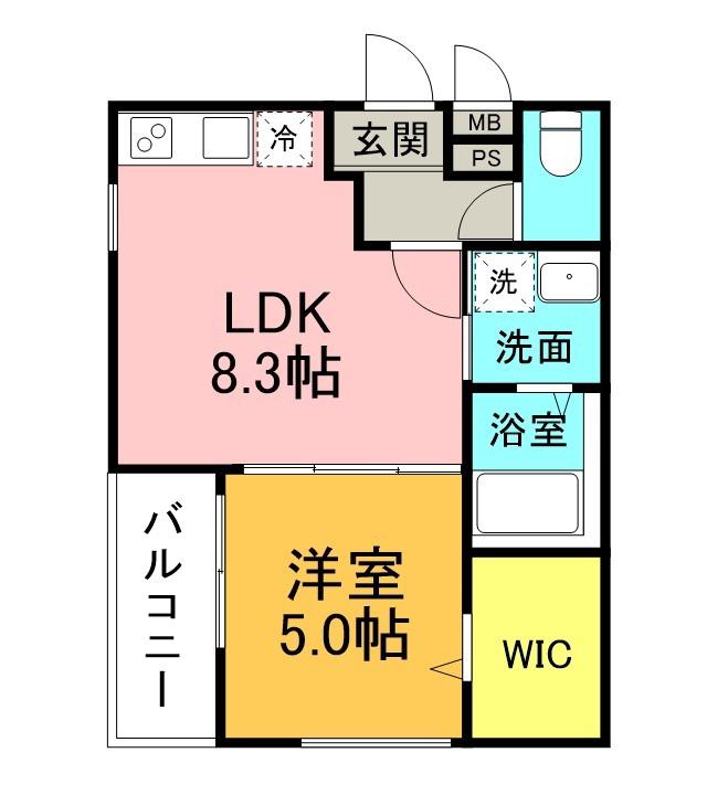 ラフィーネ聖天坂VII番館(1LDK/2階)の間取り写真