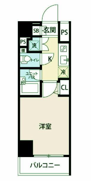 スカイコート北品川(1K/4階)の間取り写真
