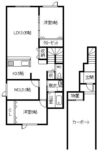 AMABILEI(3LDK/2階)の間取り写真