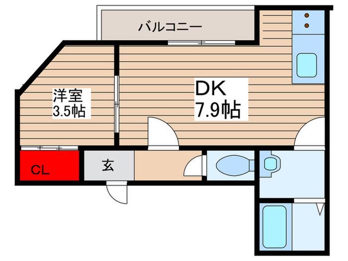 GRAN BASE(1DK/2階)の間取り写真