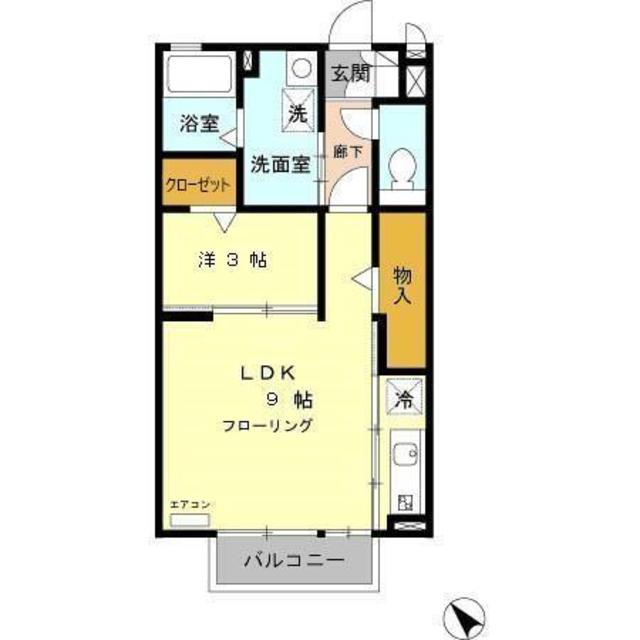 アドミラーブル(1LDK/2階)の間取り写真
