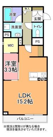 ラ・メール3(1LDK/2階)の間取り写真