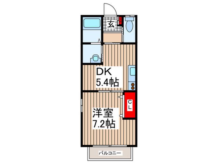 ウイングス・宮代(1DK/1階)の間取り写真