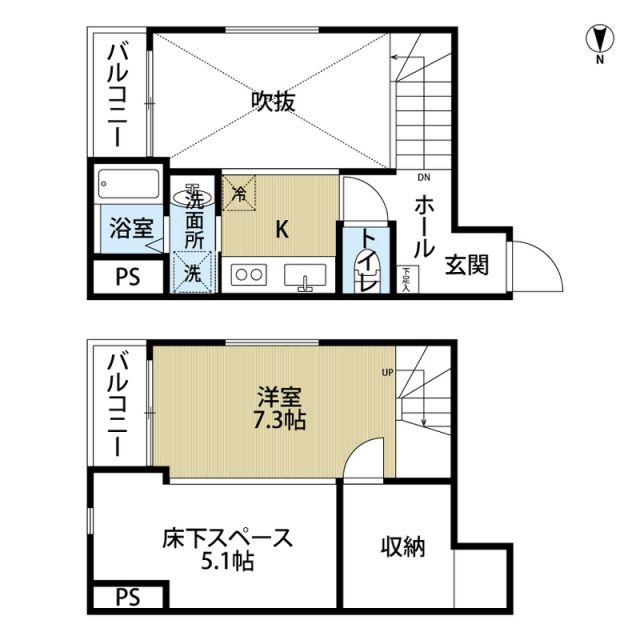 SPAZIO(ワンルーム/2階)の間取り写真
