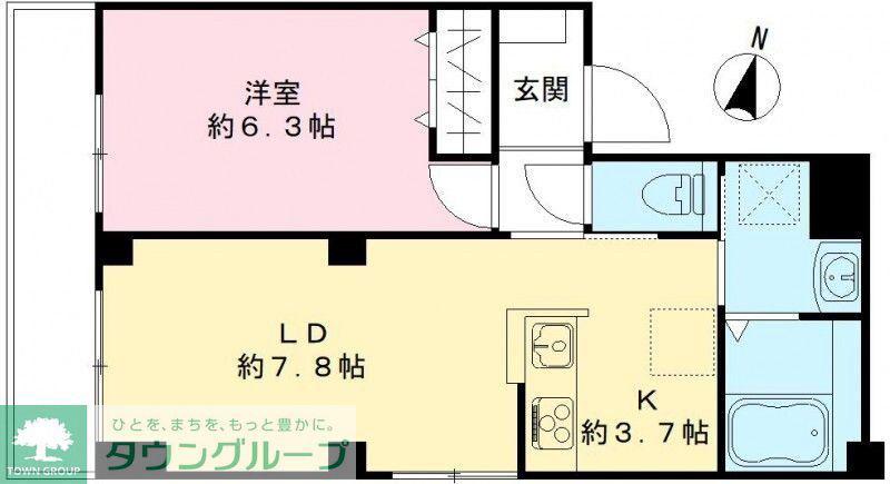 グランドグレース神楽坂(1LDK/2階)の間取り写真