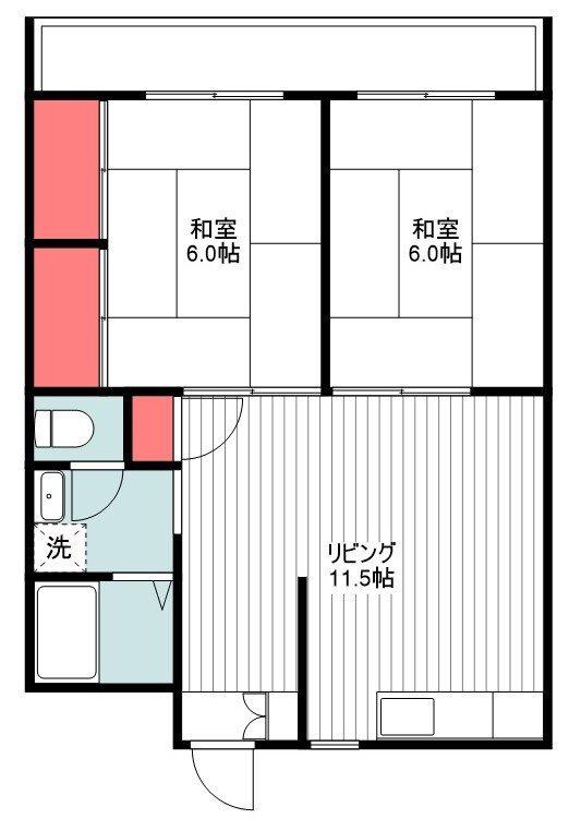 アーバンKNⅡ(2LDK/3階)の間取り写真