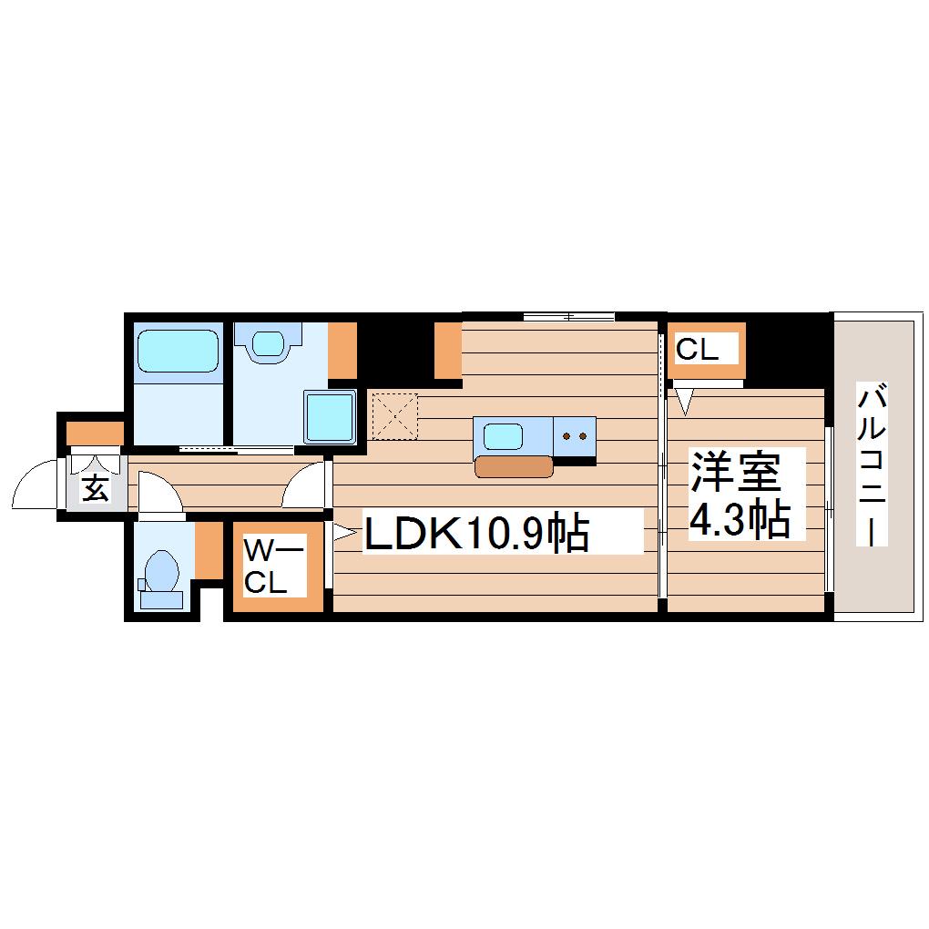 タウンイーストガン(1LDK/6階)の間取り写真