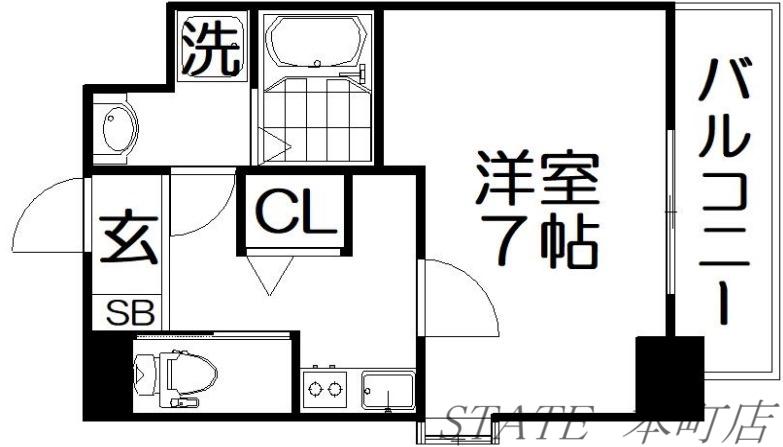 L-IDEA MINAMI HORIE(1K/2階)の間取り写真