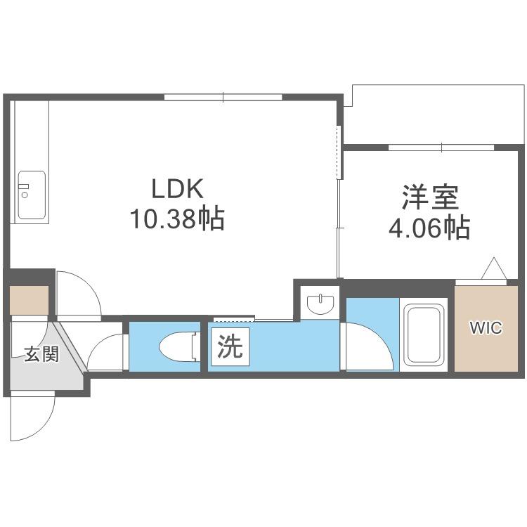 ラ・シュエット桑園(1LDK/4階)の間取り写真