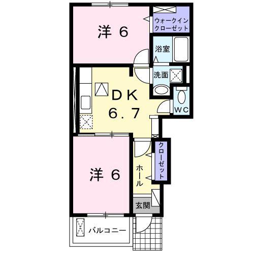 フォレストヴィラB(2DK/1階)の間取り写真