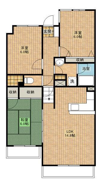 第二グリーンパーク(3LDK/2階)の間取り写真