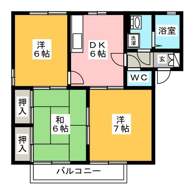 エクセルA(3DK/2階)の間取り写真