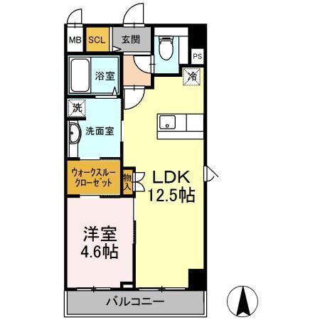 セレース川崎大師(1LDK/6階)の間取り写真