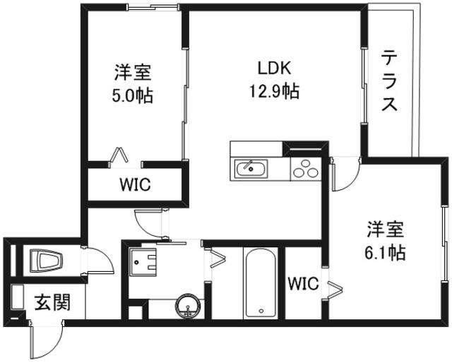 VANT CLAIR(2LDK/1階)の間取り写真