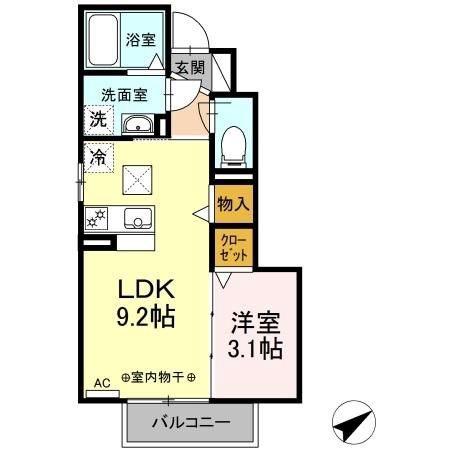 LES SAISON葵西(1LDK/1階)の間取り写真
