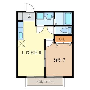 ビュー アイルC棟(1LDK/1階)の間取り写真