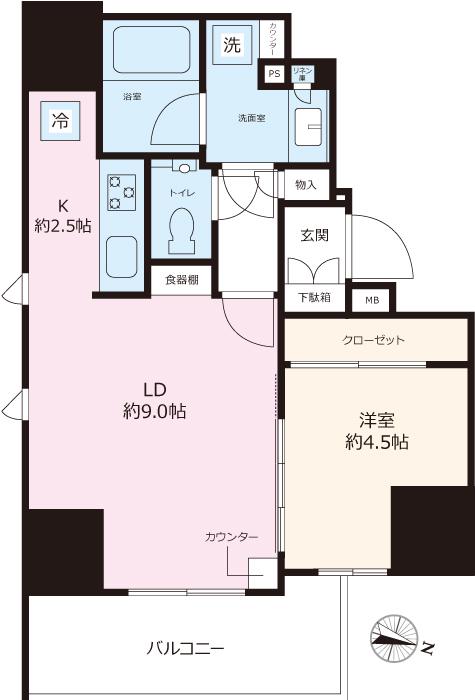 パークホームズ本郷東大前(1LDK/5階)の間取り写真