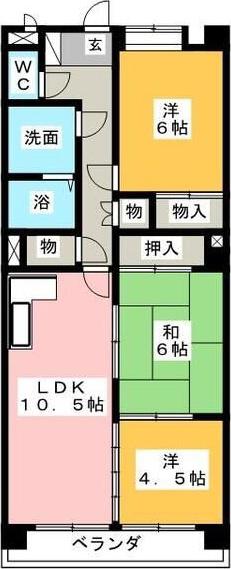 レジデンスエーワン(3LDK/4階)の間取り写真