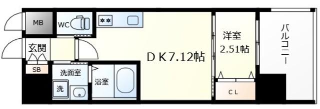 テラ浅香山(1DK/4階)の間取り写真