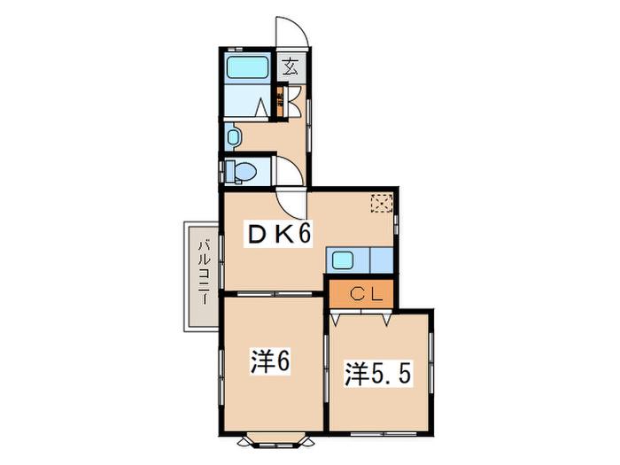 ハイツ高野(2DK/2階)の間取り写真