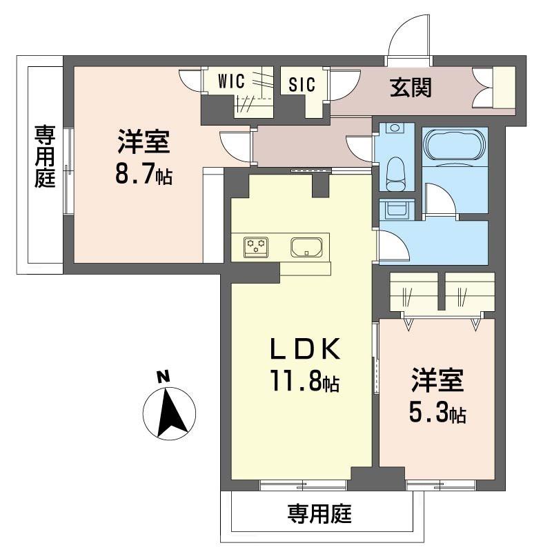 リブラーノ(2LDK/1階)の間取り写真