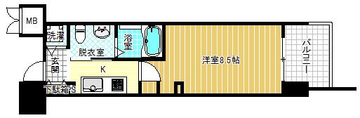 エステムプラザ梅田・中崎町IIIツインマークスノースレジデンス(1K/7階)の間取り写真
