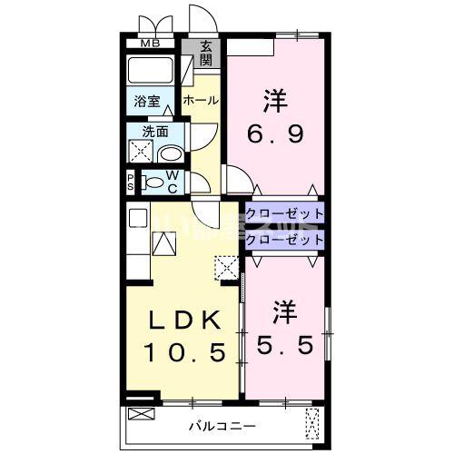 ネオ・トゥインクル(2LDK/1階)の間取り写真