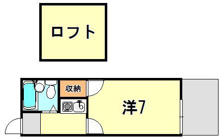 CASA DE 片山町(1K/2階)の間取り写真