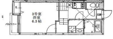 CREO筥松伍番館(1K/1階)の間取り写真