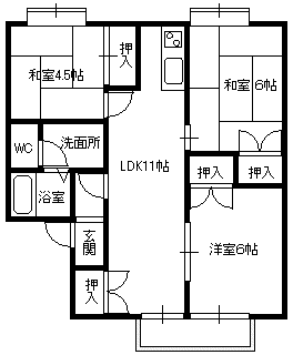 セジュール西(3LDK/2階)の間取り写真