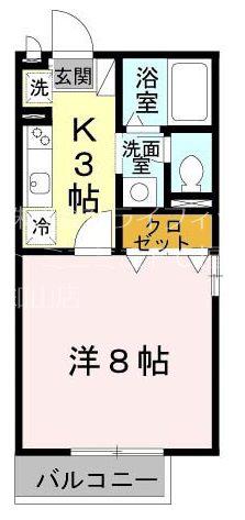 ALL FOR ONE(1K/2階)の間取り写真