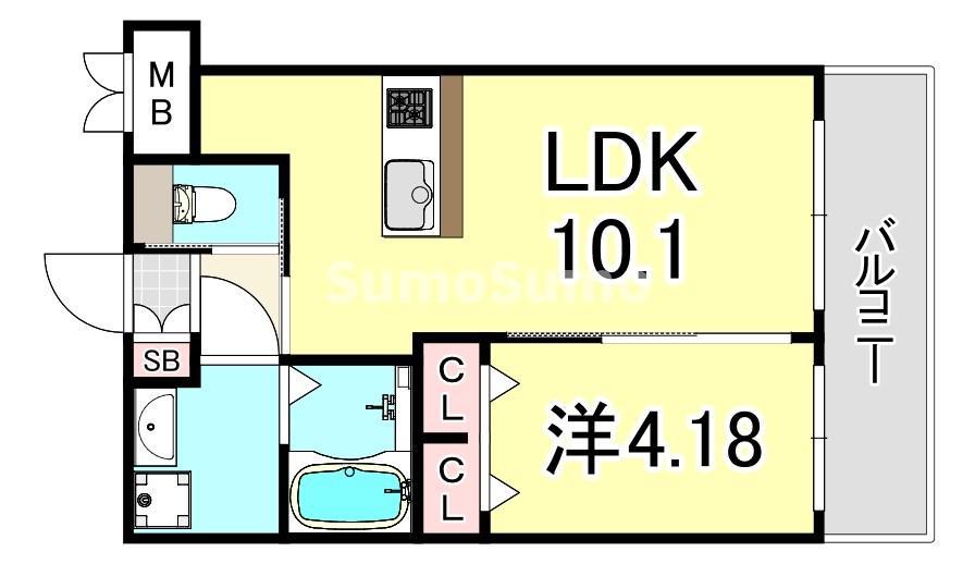 プレジオ御幣島(1LDK/14階)の間取り写真