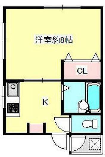 シダー真野(1K/2階)の間取り写真
