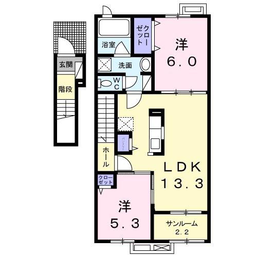 リトル・スィーダ-I(2LDK/2階)の間取り写真
