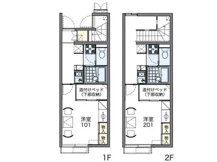 インター古賀III(1K/1階)の間取り写真