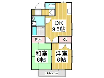 ピーコック(2DK/1階)の間取り写真