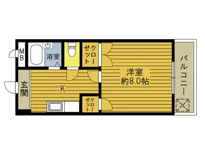 ハビエル豊岡(1K/2階)の間取り写真