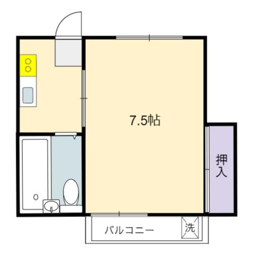 宮崎ハイツ(1K/4階)の間取り写真