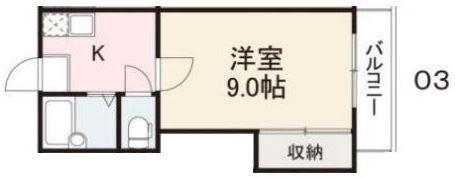 コート林(1K/3階)の間取り写真
