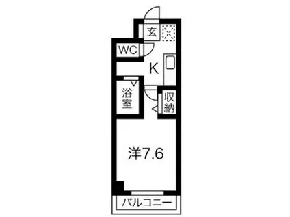 パークサイド錦 I(1K/1階)の間取り写真
