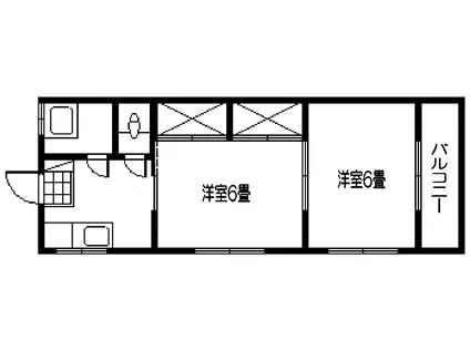 第二福丸アパート(2K/2階)の間取り写真