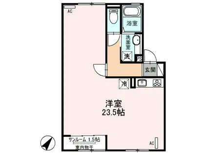 コンフォートレジデンスB(ワンルーム/2階)の間取り写真