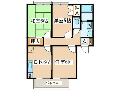 ロイヤル石川A(3DK/2階)の間取り写真